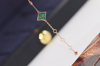 [Noble Jewelry]STAR AND SUN 4 MOTIF PINK GOLD MALACHITE BRACELET