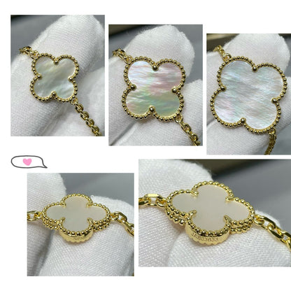 [Noble Jewelry]CLOVER 16 MOTIF WHITE MOP GOLD NECKLACE