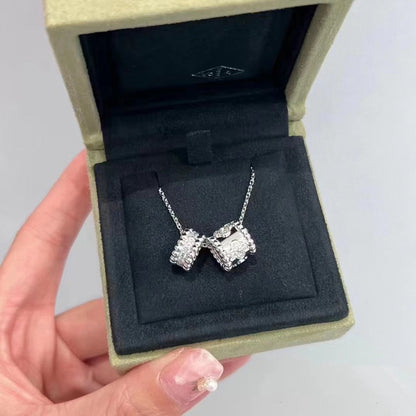 [Noble Jewelry]PERLEE DOUBLE PENDANT SILVER DIAMOND NECKLACE