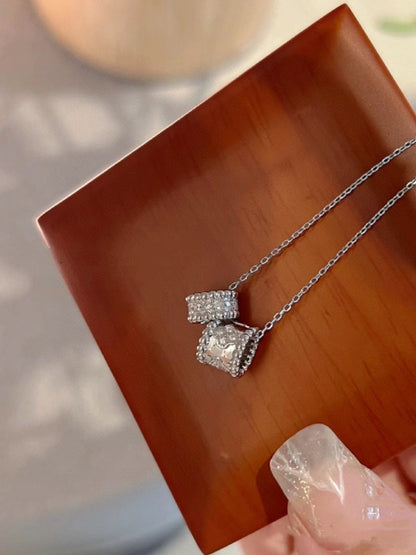 [Noble Jewelry]PERLEE DOUBLE PENDANT SILVER DIAMOND NECKLACE