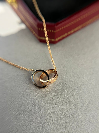 [Noble Jewelry]LOVE NECKLACE DOUBLE RING PINK GOLD