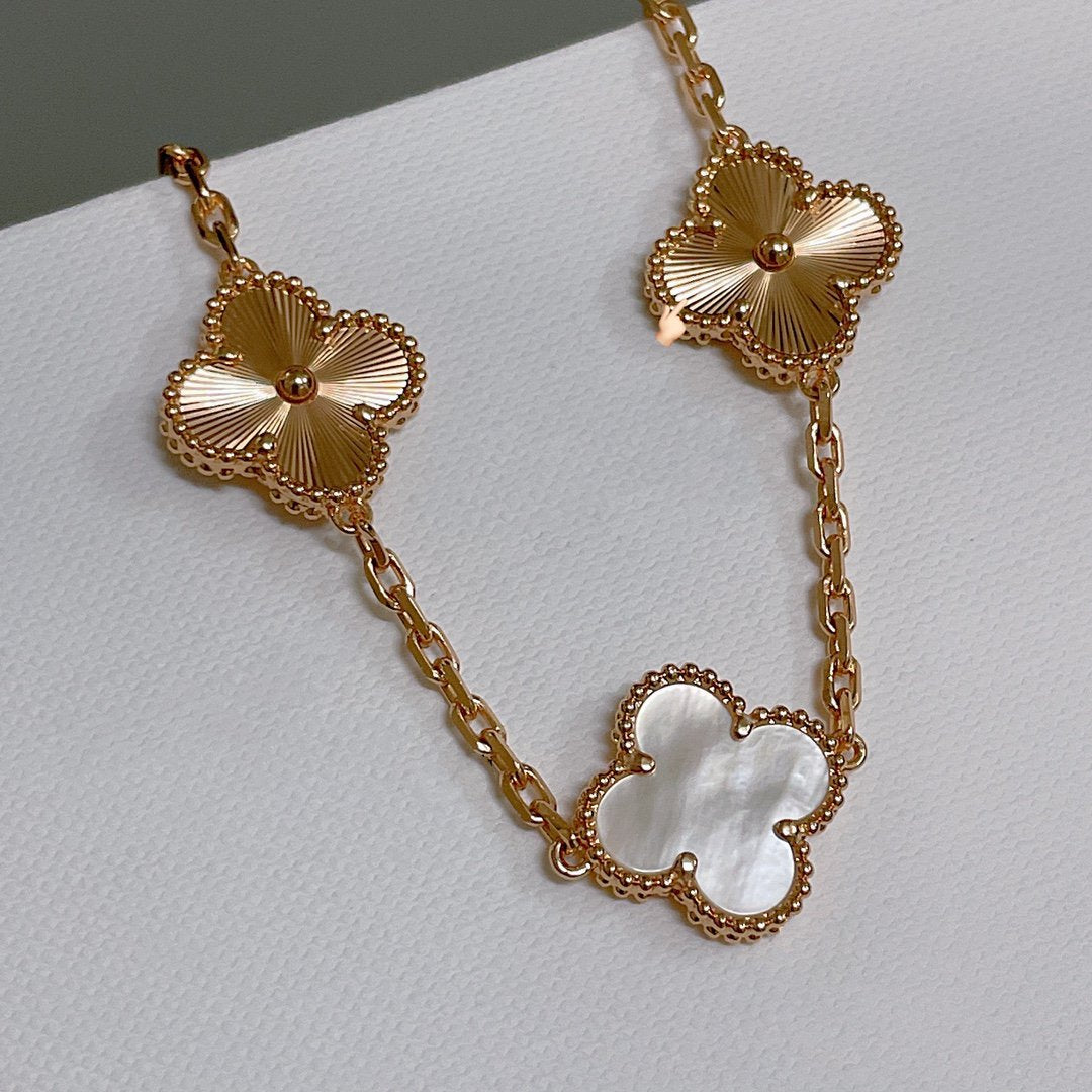 [Noble Jewelry]CLOVER BRACELET 5 MOTIF WHITE MOP PINK GOLD