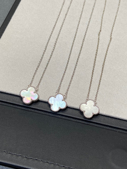 [Noble Jewelry]CLOVER MEDIUM SILVER WHITE MOP NECKLACE