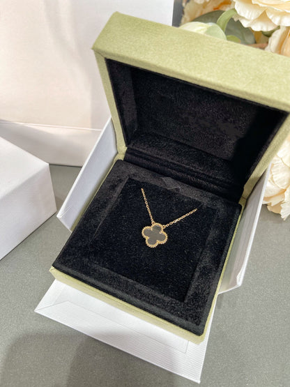 [Noble Jewelry]CLOVER ROCK CRYSTAL ROSE GOLD NECKLACE