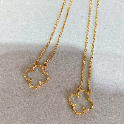 [Noble Jewelry]CLOVER ROCK CRYSTAL ROSE GOLD NECKLACE