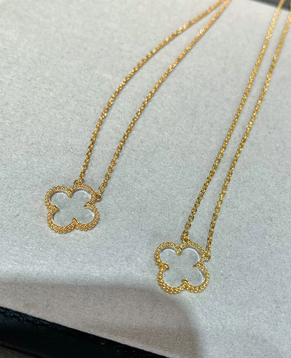 [Noble Jewelry]CLOVER ROCK CRYSTAL ROSE GOLD NECKLACE