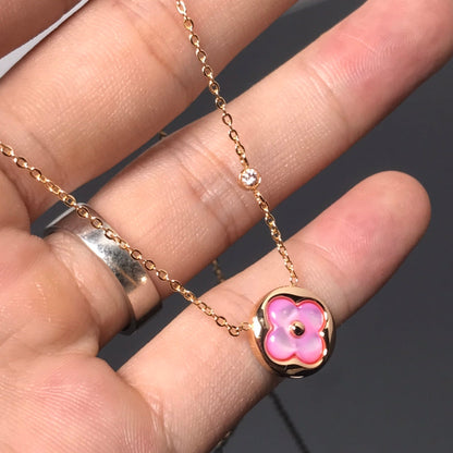 [Noble Jewelry]COLOR BLOSSOM PINK MOP SUN GOLD NECKLACE