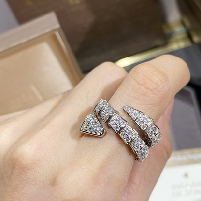 [Noble Jewelry]SERPENTI DOUBLE RING SILVER DIAMOND PAVED