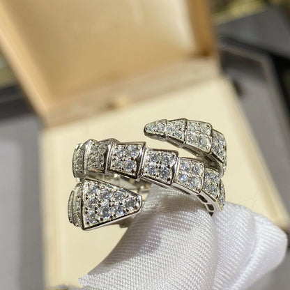 [Noble Jewelry]SERPENTI DOUBLE RING SILVER DIAMOND PAVED