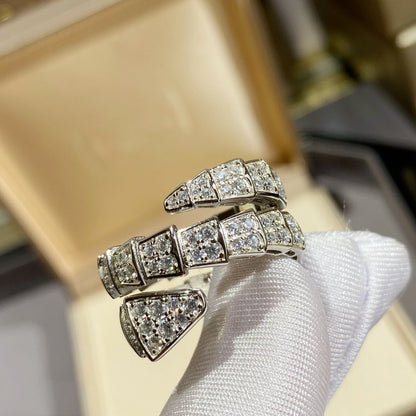 [Noble Jewelry]SERPENTI DOUBLE RING SILVER DIAMOND PAVED