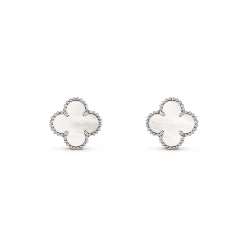 [Noble Jewelry]CLOVER MEDIUM 1 MOTIFS  WHITE MOP EARRINGS SILVER