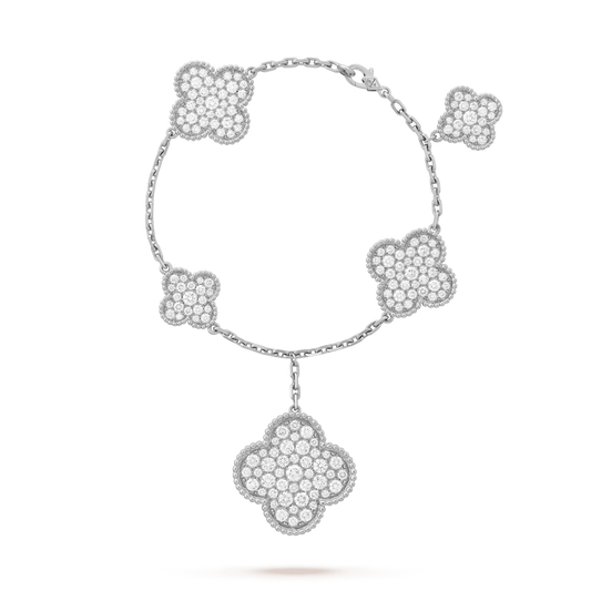 [Edler Schmuck]CLOVER 6 MOTIVE SILBER DIAMANT ARMBAND