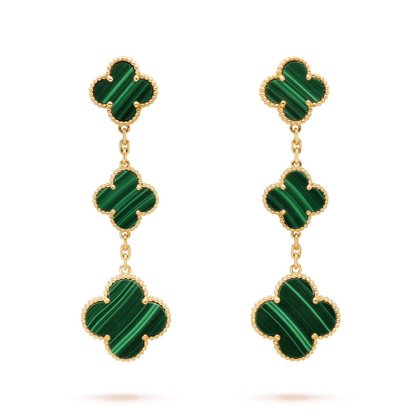 [Noble Jewelry]CLOVER MALACHITE 3 MOTIFS GOLD