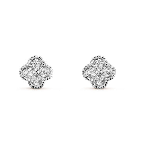 [Noble Jewelry]CLOVER MINI DIAMOND STUD EARRINGS