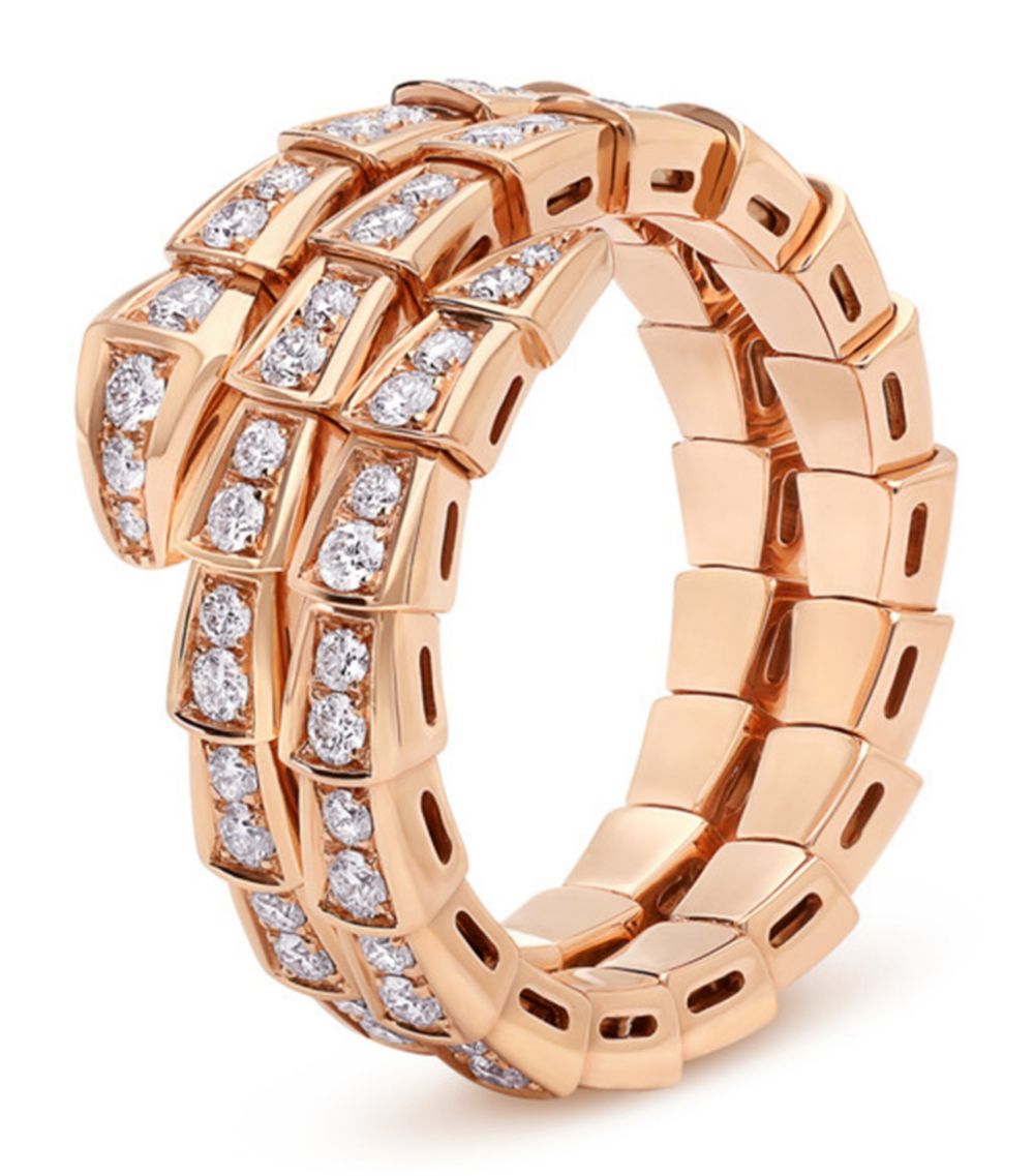 [Noble Jewelry]SERPENTI RING PINK GOLD DIAMOND DOUBLE ROW