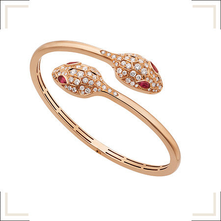 [Noble Jewelry]SERPENTI BRACELET PINK GOLD DIAMOND DOUBLE SNAKE