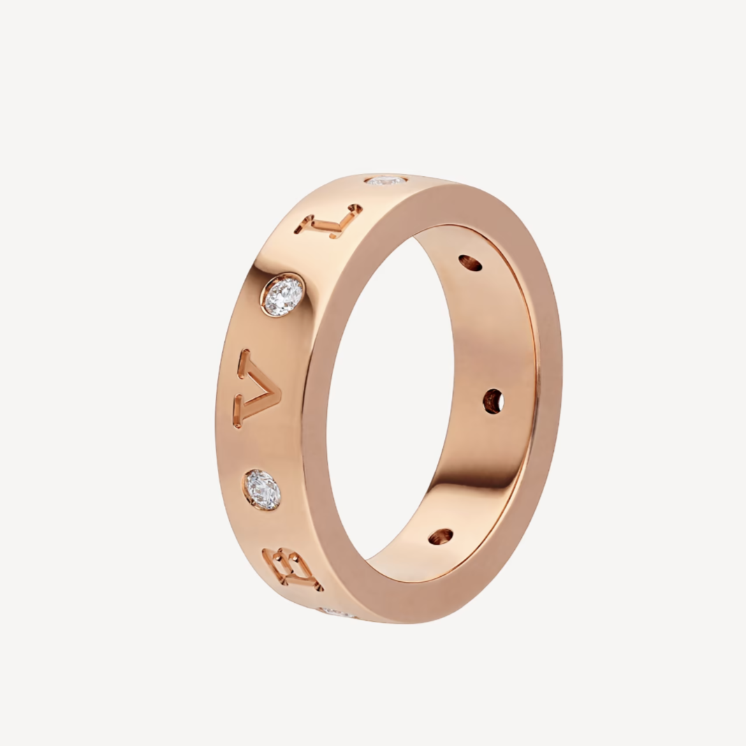 [Noble Jewelry]ZERO 1 ESSENTIAL PINK GOLD BAND WITH DIAMONDS RING