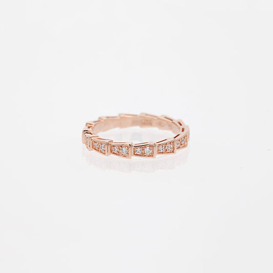 [Noble Jewelry]SERPENTI RING PINK GOLD DIAMOND PAVED 3MM