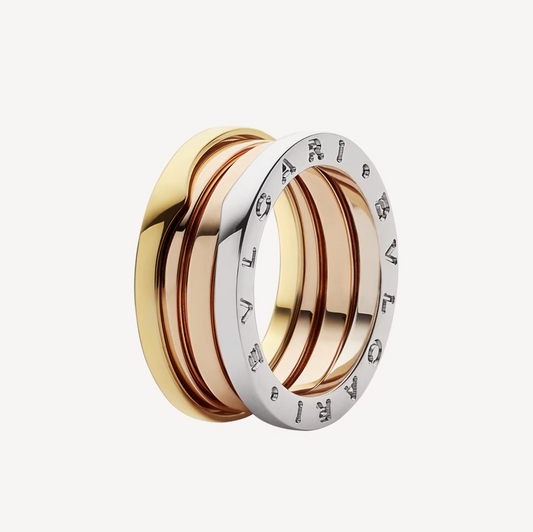 [Noble Jewelry]ZERO 1 THREE-BAND ROSE WHITE AND YELLOW RING