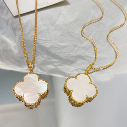 [Noble Jewelry]CLOVER 25MM MOP LARGE PENDANT NECKLACE