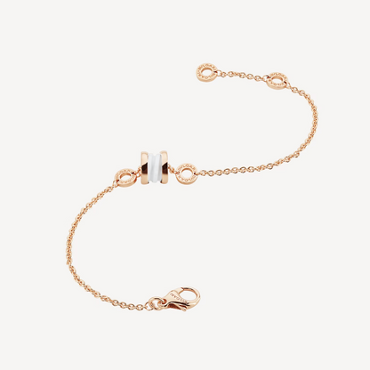 [Noble Jewelry]ZERO 1 SOFT PINK GOLD AND WHITE CERAMIC BRACELET