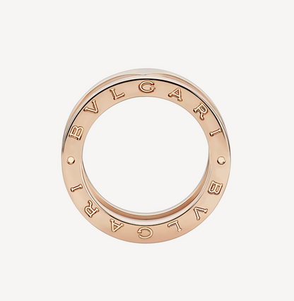 [Noble Jewelry]ZERO 1 TWO-BAND LOOPS AND WHITE CERAMIC SPIRAL PINK GOLD RING