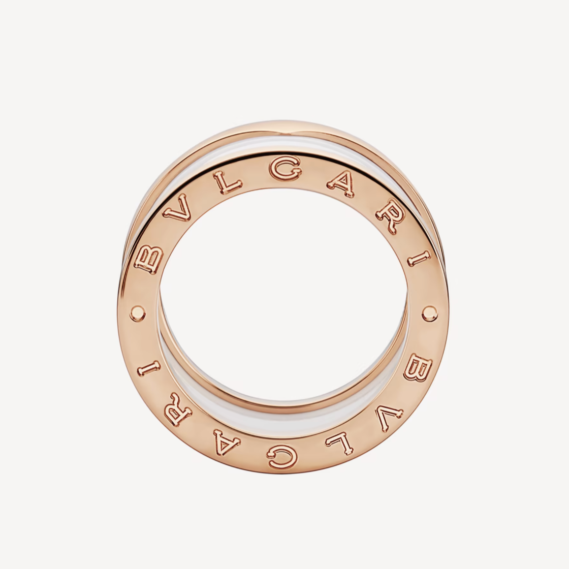 [Noble Jewelry]ZERO 1 FOUR-BAND LOOPS AND WHITE CERAMIC SPIRAL PINK GOLD RING