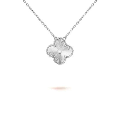 [Edler Schmuck]CLOVER 15MM DIAMANT LASER HALSKETTE SILBER