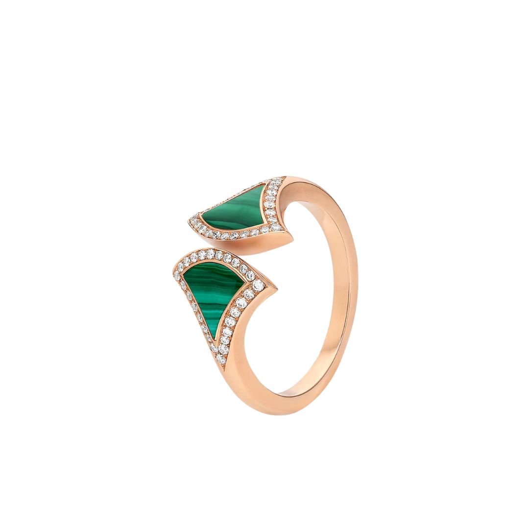 [Edler Schmuck] OFFENER RING AUS MALACHIT-DIAMANT