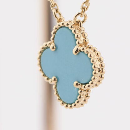 [Noble Jewelry]CLOVER 15MM VINTAGE TURQUOISE NECKLACE