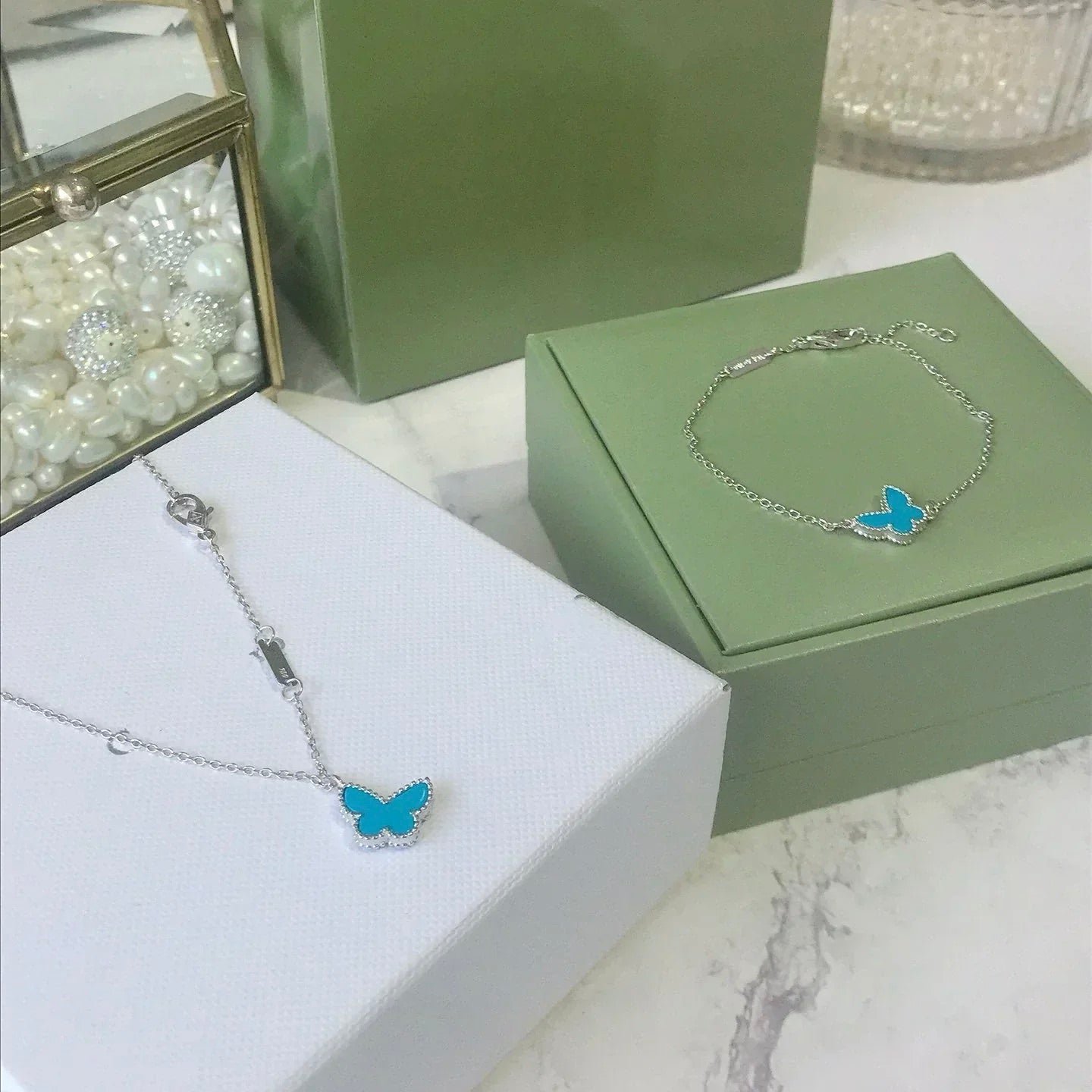 [Noble Jewelry]BUTTERFLY TURQUOISE BUTTERFLY BRACELET SILVER