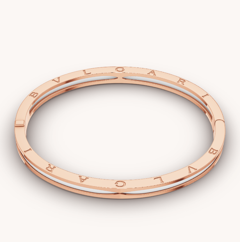 [Noble Jewelry]ZERO 1 PINK GOLD WITH WHITE CERAMIC BRACELET