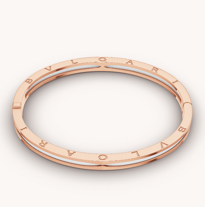 [Noble Jewelry]ZERO 1 PINK GOLD WITH WHITE CERAMIC BRACELET