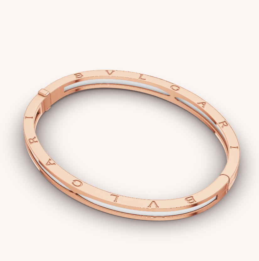 [Noble Jewelry]ZERO 1 PINK GOLD WITH WHITE CERAMIC BRACELET