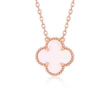 [Noble Jewelry]CLOVER 15MM PINK MOTHER-OF-PEARL SINGLE FLOWER NECKLACE