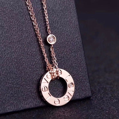 [Noble Jewelry]LOVE NECKLACE 16MM 2 DIAMONDS