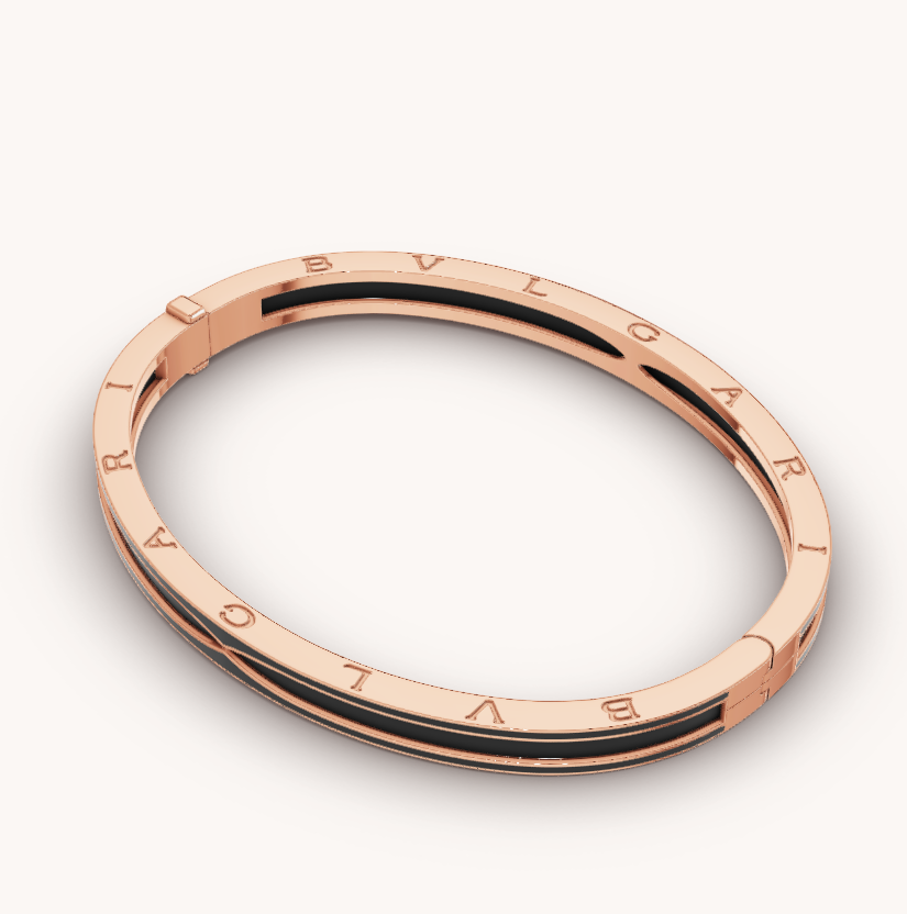 [Noble Jewelry]ZERO 1 PINK GOLD WITH MATTE BLACK CERAMIC BRACELET