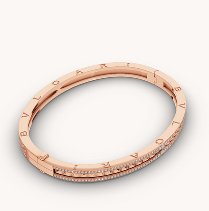 [Noble Jewelry]ZERO 1 SPIRAL AND PAVED DIAMOND PINK GOLD BRACELET