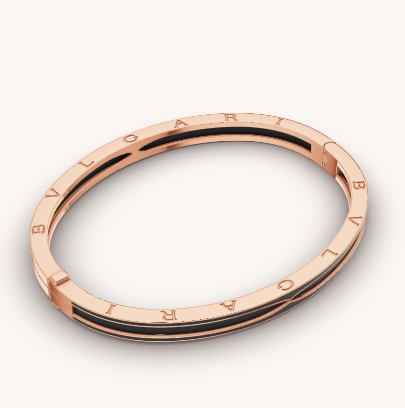 [Noble Jewelry]ZERO 1 PINK GOLD WITH MATTE BLACK CERAMIC BRACELET