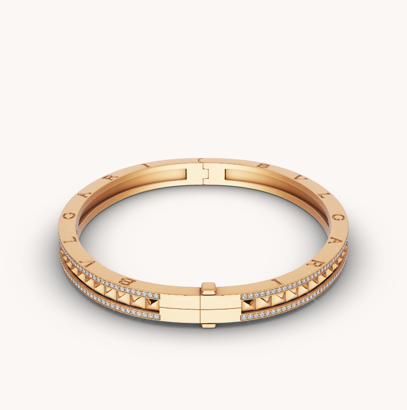 [Noble Jewelry]ZERO 1 SPIRAL AND PAVED DIAMOND GOLD BRACELET