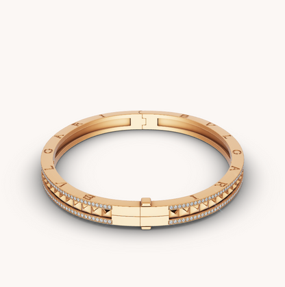 [Noble Jewelry]ZERO 1 SPIRAL AND PAVED DIAMOND GOLD BRACELET