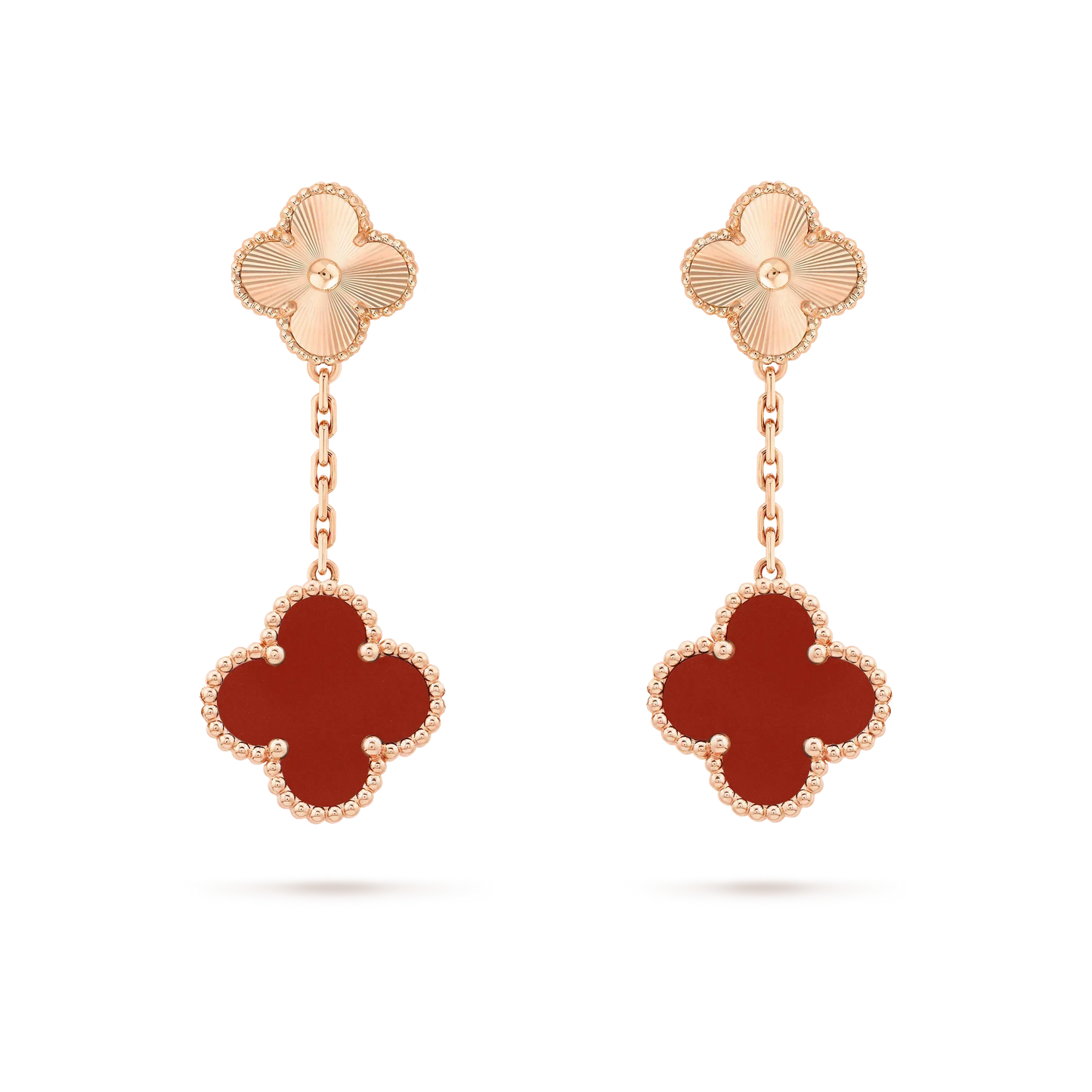 [Noble Jewelry]CLOVER 2 MOTIF  LASER CARNELIAN EARRINGS