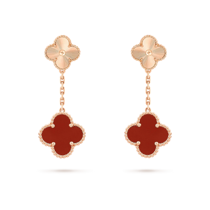 [Noble Jewelry]CLOVER 2 MOTIF  LASER CARNELIAN EARRINGS