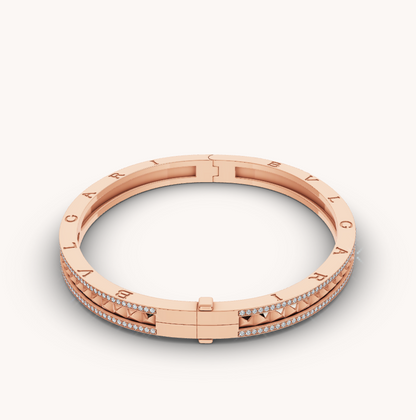 [Noble Jewelry]ZERO 1 SPIRAL AND PAVED DIAMOND PINK GOLD BRACELET