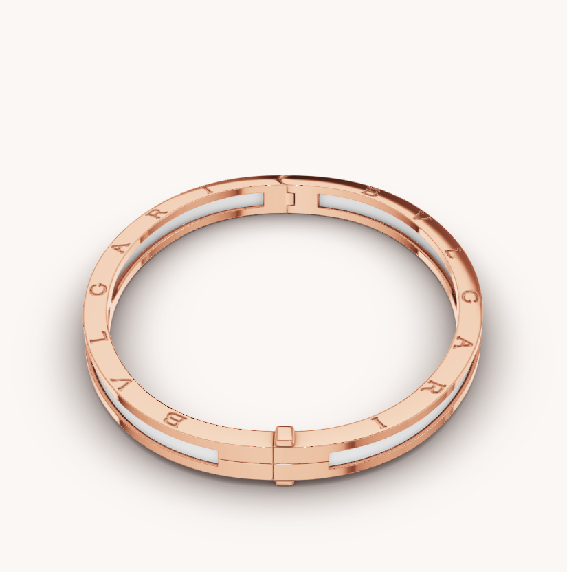 [Noble Jewelry]ZERO 1 PINK GOLD WITH WHITE CERAMIC BRACELET