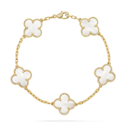 [Noble Jewelry]CLOVER  5 MOTIF WHITE MOP BRACELET