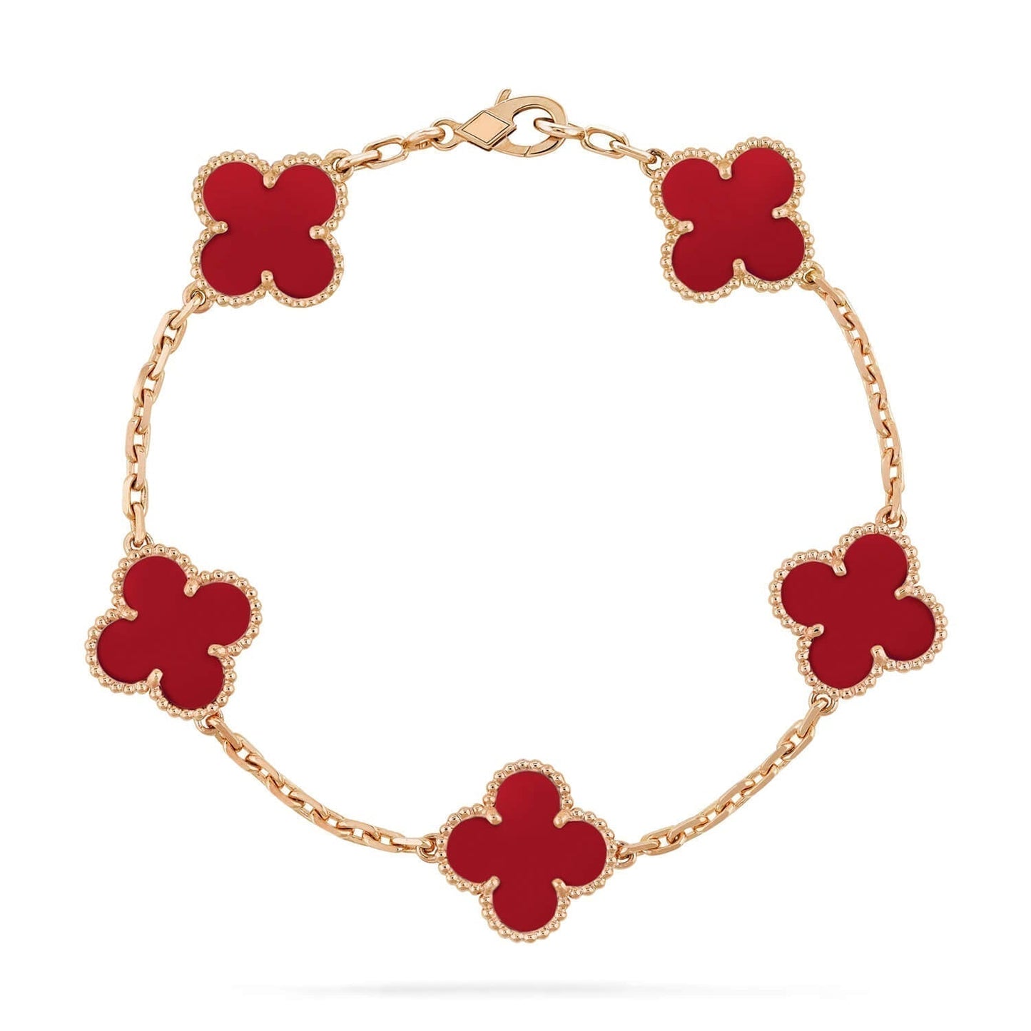 [Noble Jewelry]CLOVER 5 MOTIFS RED AGATE  BRACELET