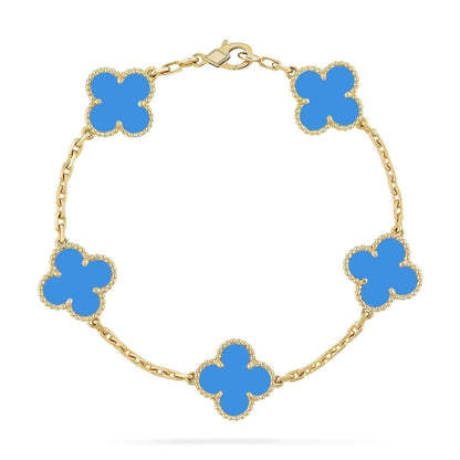 [Edler Schmuck]CLOVER 5 MOTIVE BLAUER ACHATARMBAND