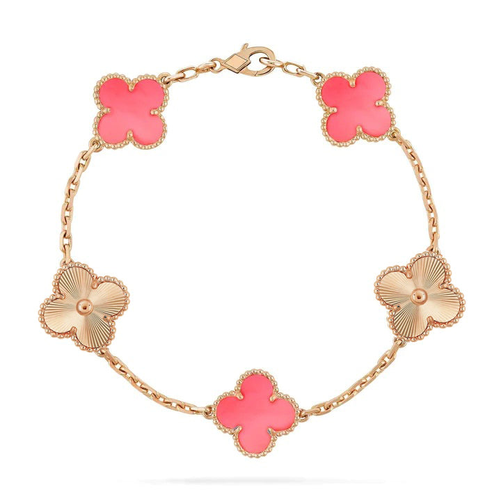 [Edler Schmuck]KLEEBLATT ARMBAND 5 MOTIV ROSA UND ROSA GOLD