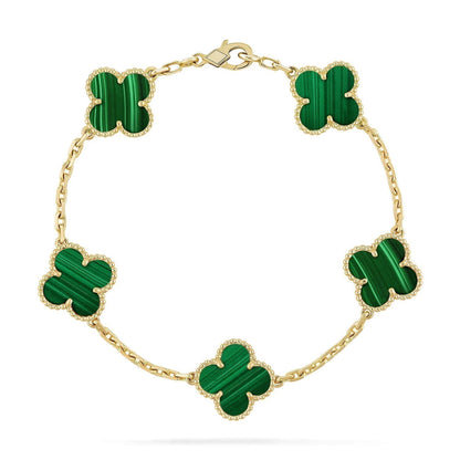 [Edler Schmuck]CLOVER 5 MOTIVE MALACHIT ARMBAND 